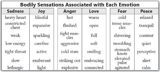 Each emotion produces a different sensation in our bodies. Each emotion produces a different sensation in our bodies.