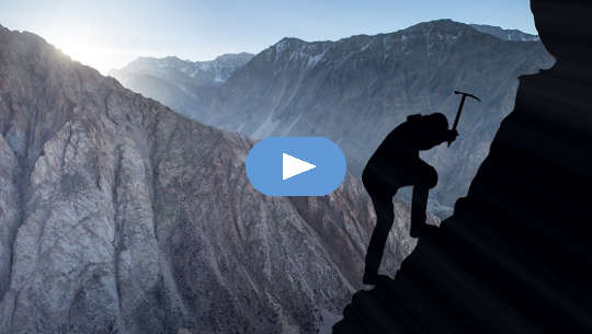 Allow The Fear, Transform It, Move Through It, and Understand It photo silhouette of mountain climber using a pick to secure himself