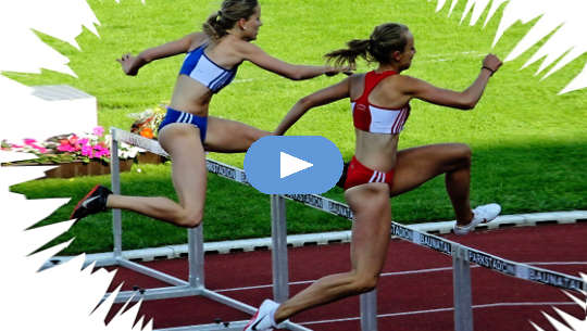 Where We Hope to Be and What We Hope to Achieve two women track runners jumping a hurdle