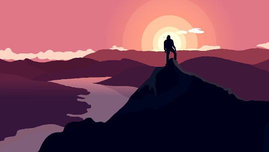 Planet Earth Survival Guide a person standing atop mountains on higher ground