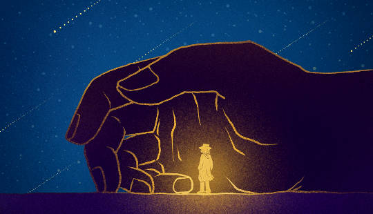 The Do's and Don'ts of Meditation and Trauma a lit-up figure surrounded by a semi-closed fist