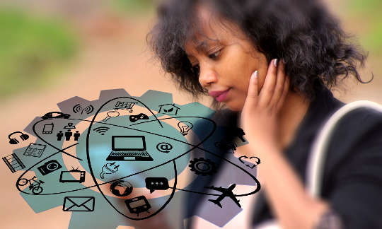 Simple, Simple, Simple …. and Essential a young woman looking at her phone with its many apps and possibilities