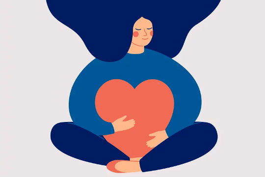 How to Navigate Body Shame an overweight woman sitting down holding a big heart in her lap