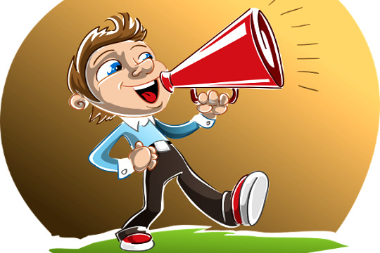 Learning to Listen: Tame the Compulsion to Talk over Others caricature of someone speaking through a megaphone