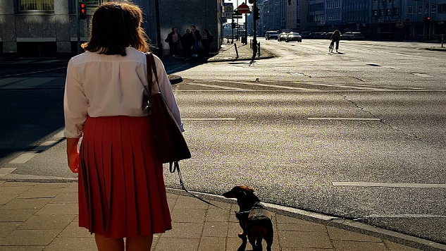 The Dog That Didn't Bark: Trump’s Unanswered Call for Protests a woman with a dog on a mostly empty street