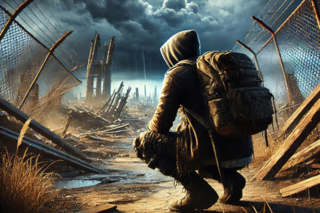 Healing Journey Steps: Unlock Your True Potential a man wearing a backpack looking at the wrech of a capsized boat