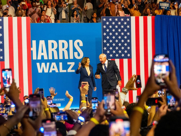 Harris and Walz: The Future of Democratic Leadership Vice President Harris and progressive policies at the Democratic National Convention, symbolizing a new era of leadership in America