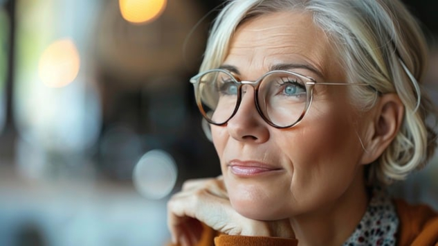beautiful older woman in a pensive state