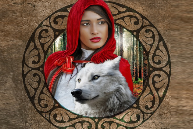 The True Story of Little Red Riding Hood Image of Little Red Riding Hood and the wolf. Image by Enrique Meseguer from Pixabay.